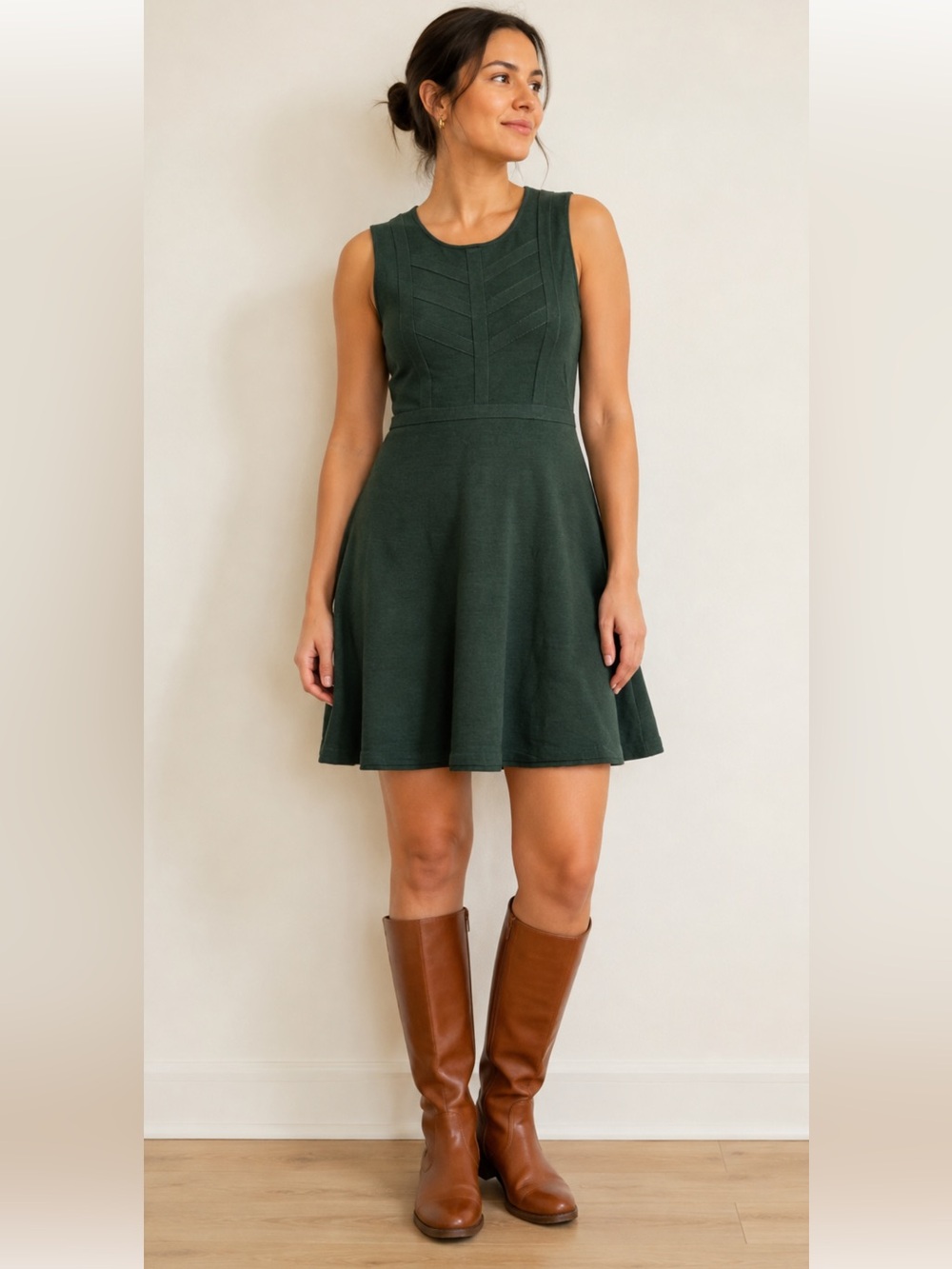 Gibson Latimer Forest Green Skater Dress Fit & Flare size Medium Women's